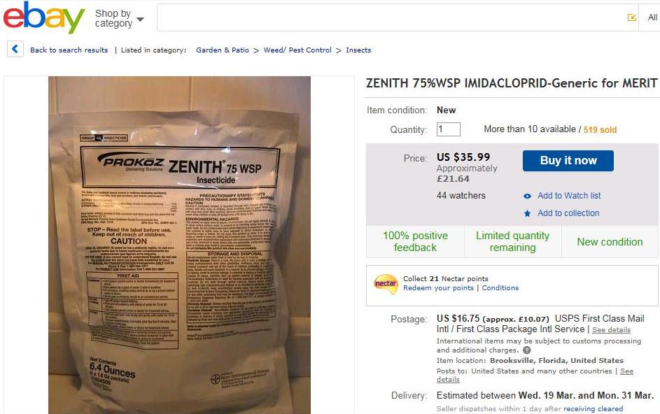 Online auction site allowing sale of illegal toxic pesticides